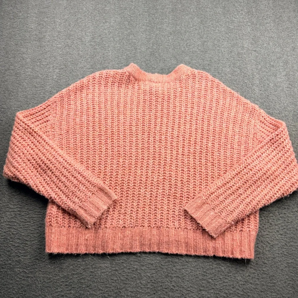 American Eagle Sweater Women's Small Pink‎ Chunky Ribbed Knit Crewneck Pullover